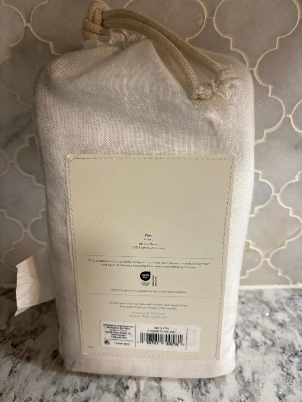 Casaluna Linen Blend Flat Sheet in White